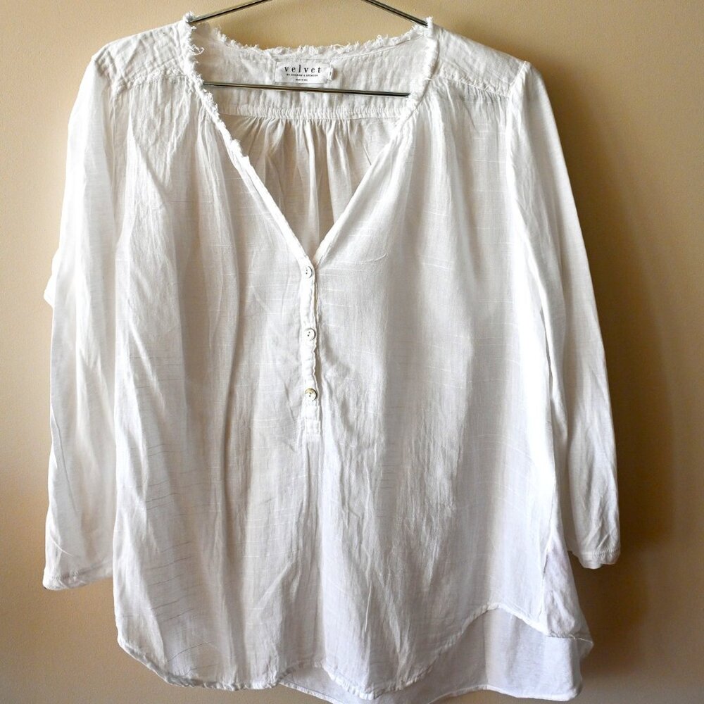 Velvet by Graham and Spencer cotton summer top mid-length sleeve size small